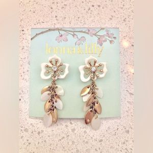LONNA & LILLY
Gold-Tone Pavé & Shell Flower Linear Drop Earrings